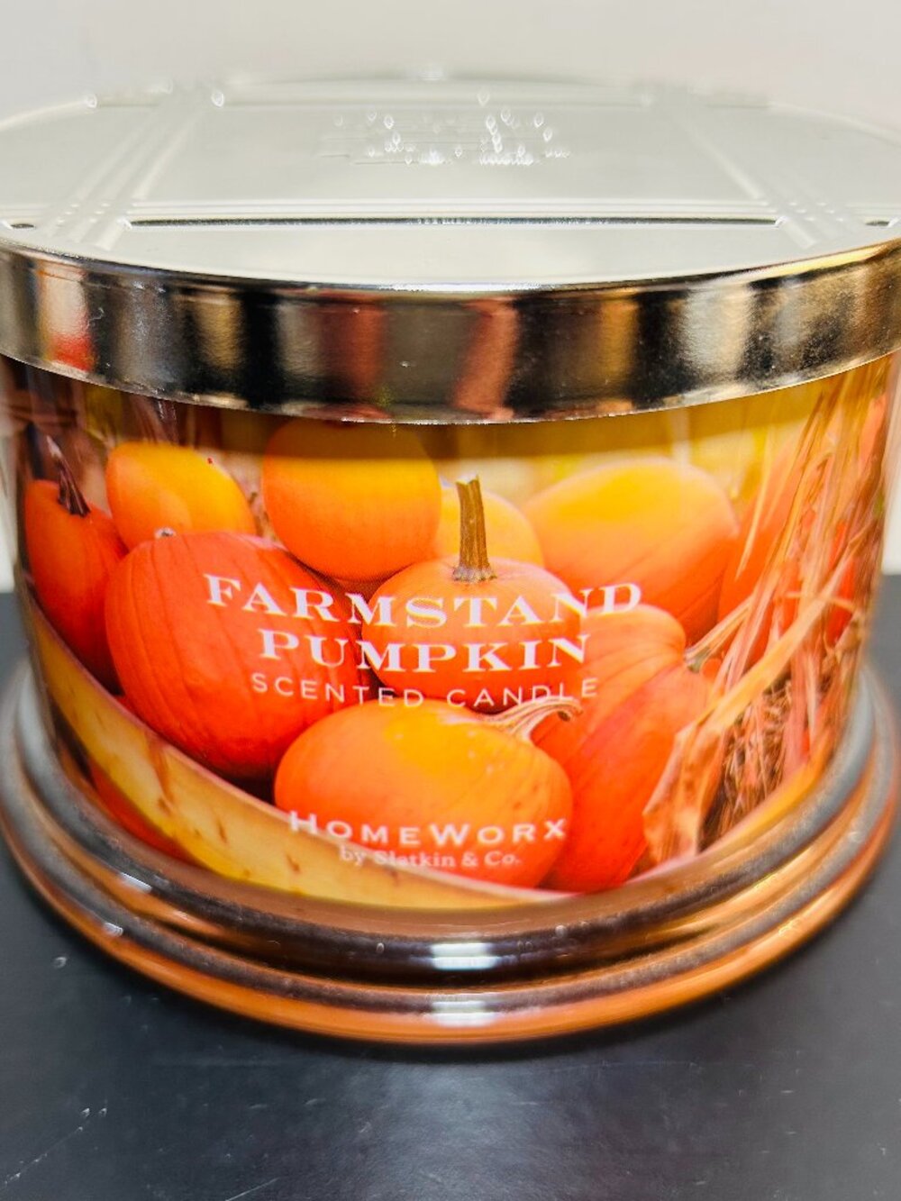 HomeWorx by Slatkin Farmstand Pumpkin 4-Wick 18oz Candle NEW